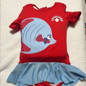 Red and Blue Kids Swim Dress
